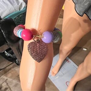 Multicolor Beaded Bracelet with Heart Charm